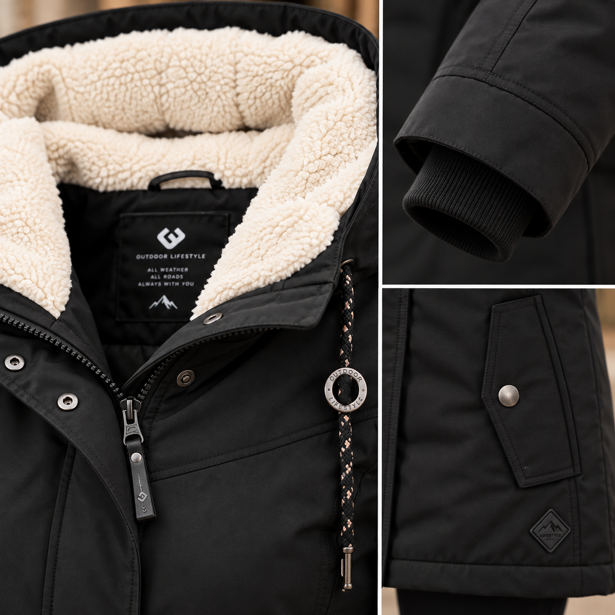 Alienor | Waterproof Long Jacket with Hood and Lining