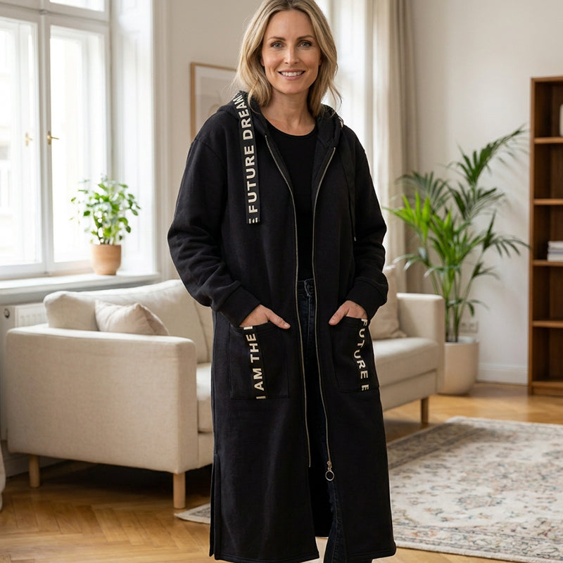 Amanda | Long Hooded Sweatshirt Coat