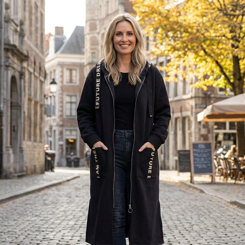 Amanda | Long Hooded Sweatshirt Coat