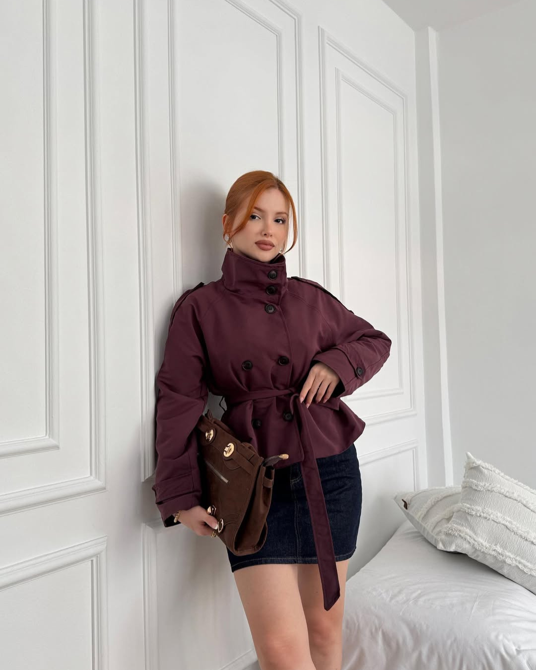 Alzea | Cropped Trench Coat with Belt