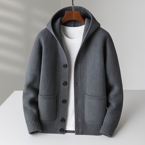 Carlo | Wool Cardigan with Hood