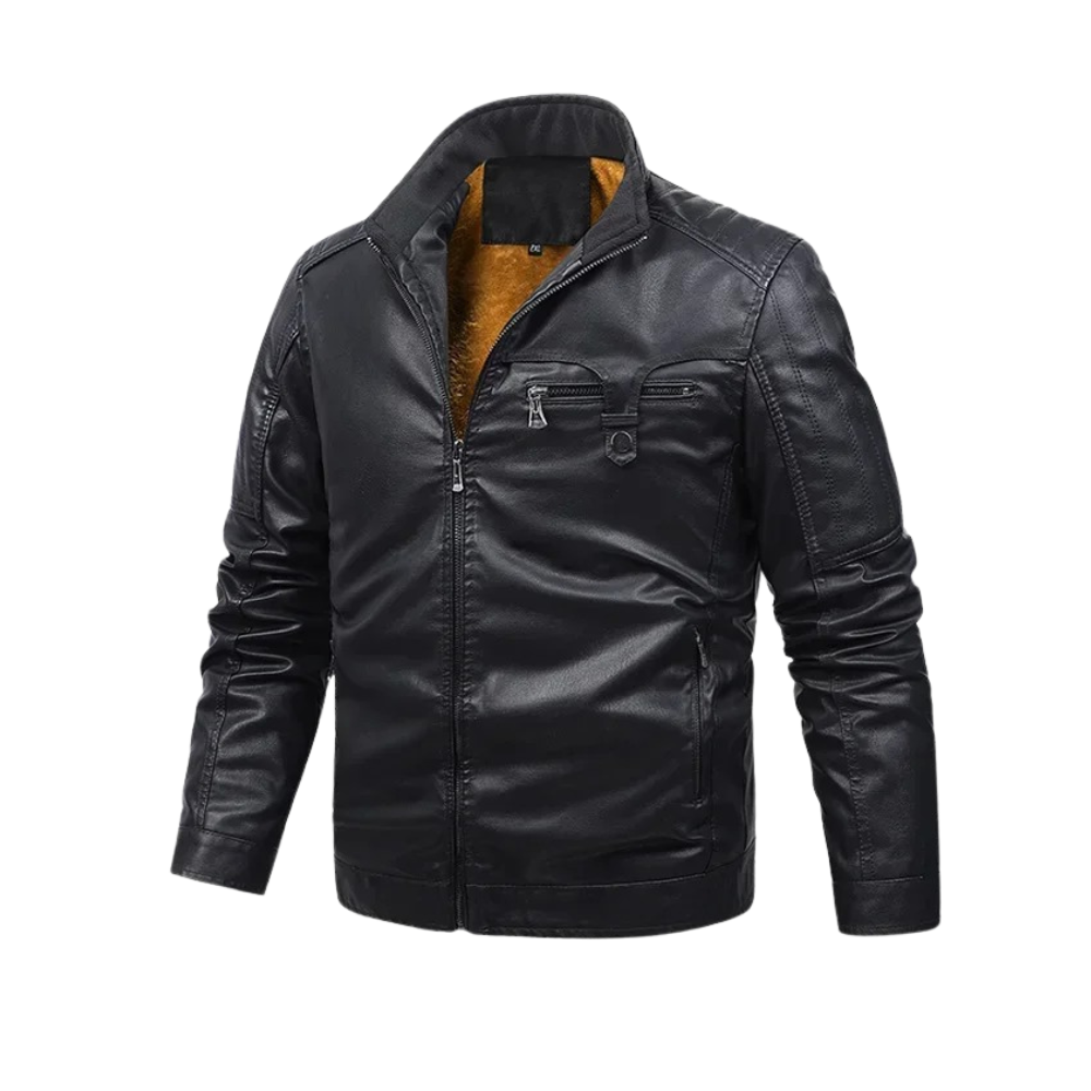 Duke | Retro Fleece Lined Leather Jacket