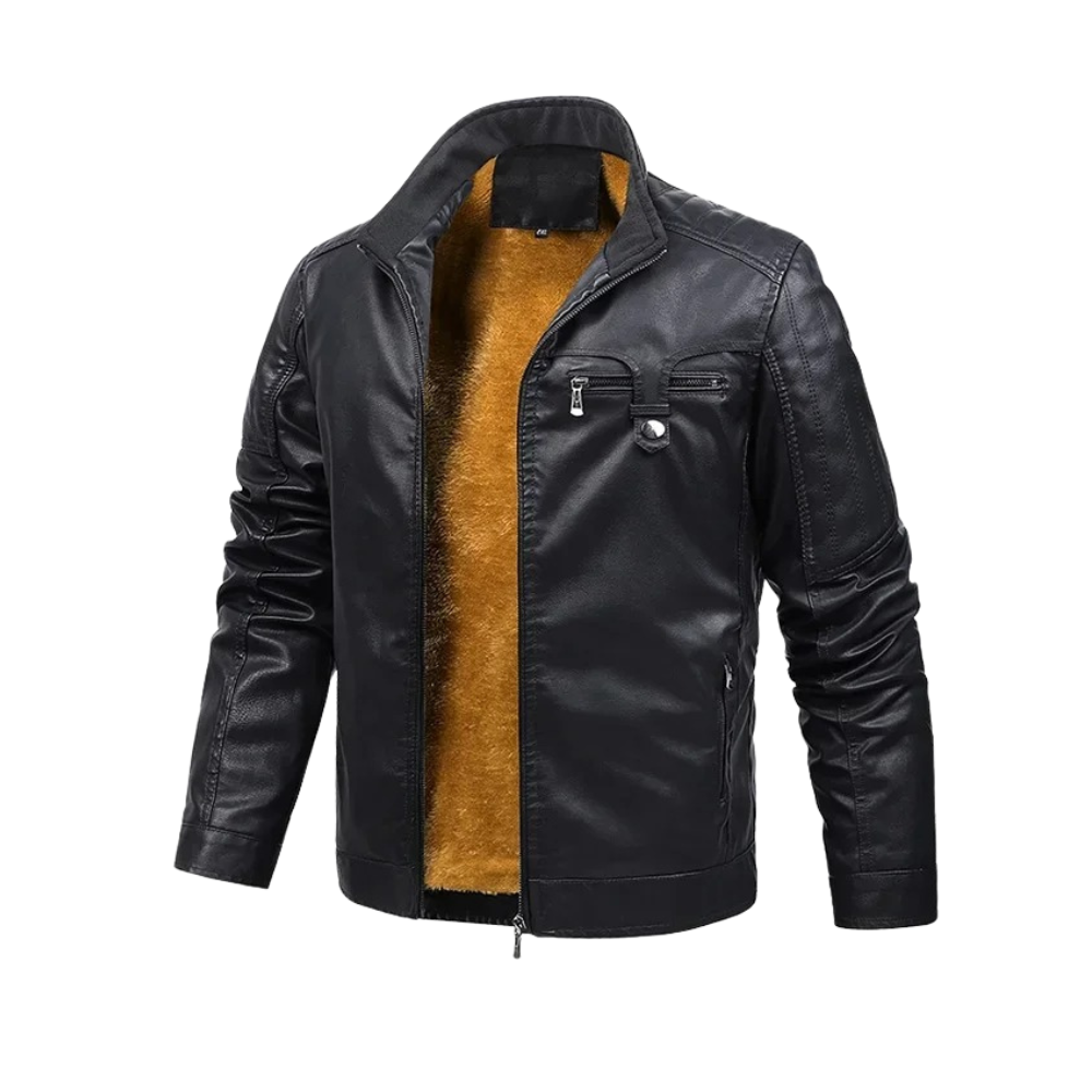 Duke | Retro Fleece Lined Leather Jacket