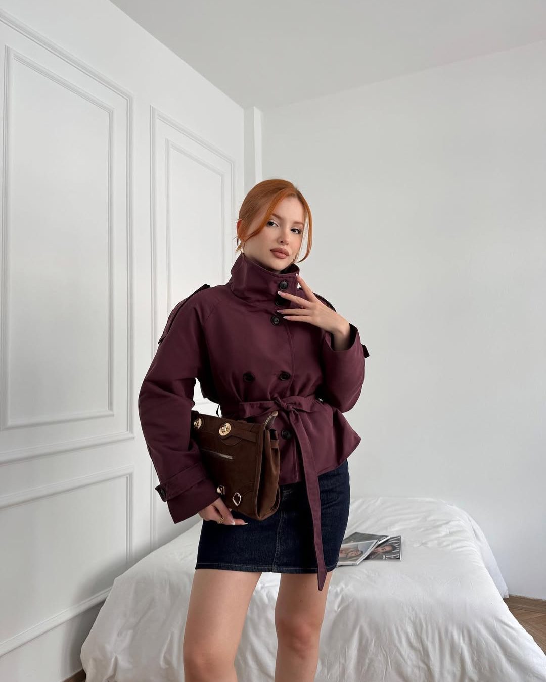 Alzea | Cropped Trench Coat with Belt