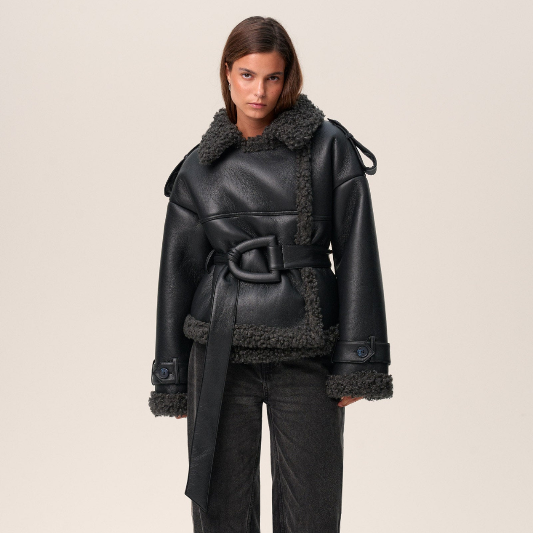 Eullie | Belted Shearling Coat with Timeless Elegance