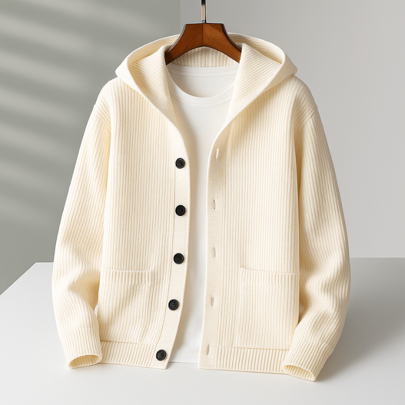 Carlo | Wool Cardigan with Hood