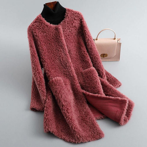 Cecille | Shearling Teddy Coat of Genuine Lambskin