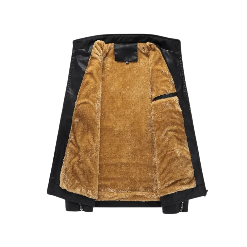 Duke | Retro Fleece Lined Leather Jacket