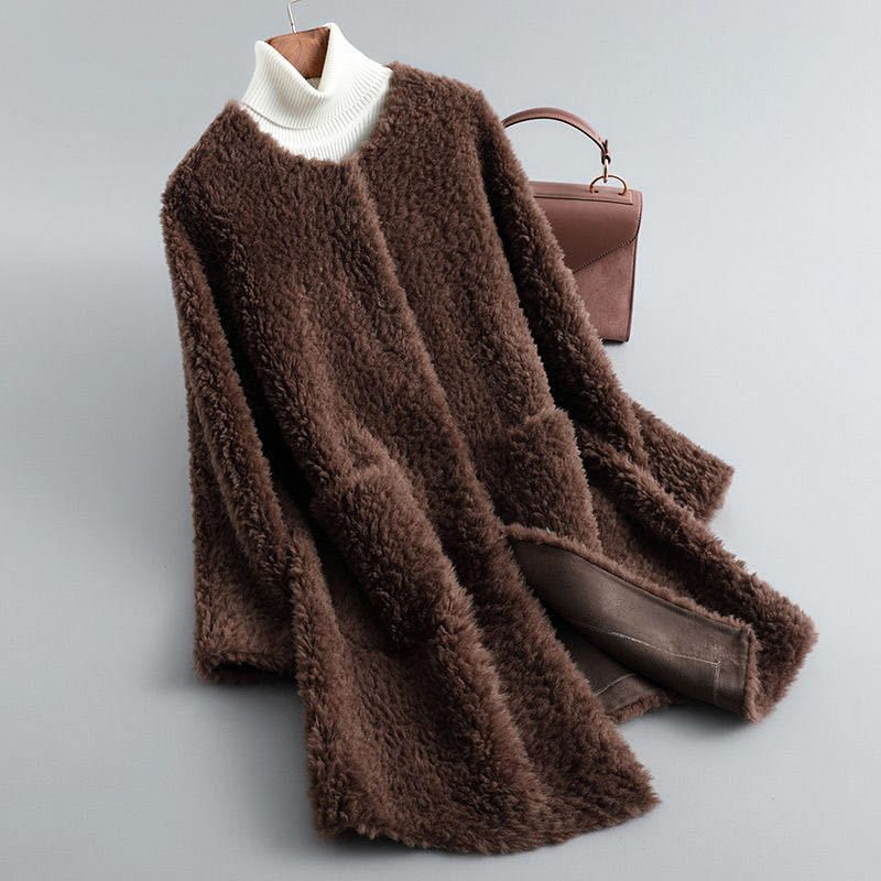 Cecille | Shearling Teddy Coat of Genuine Lambskin