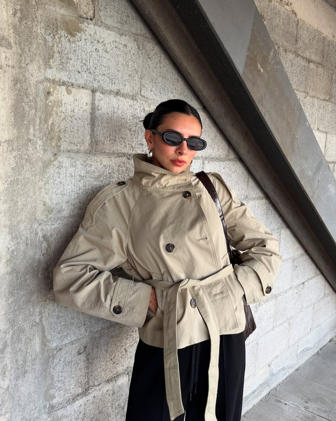 Alzea | Cropped Trench Coat with Belt