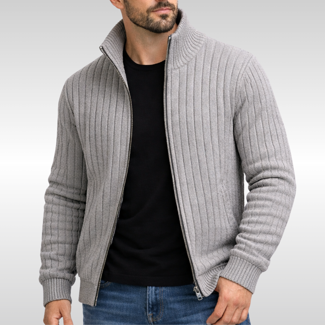 Richie | Classic Ribbed Zip Cardigan