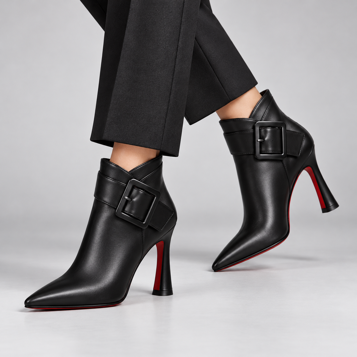 Raina | Leather Buckle Ankle Boots