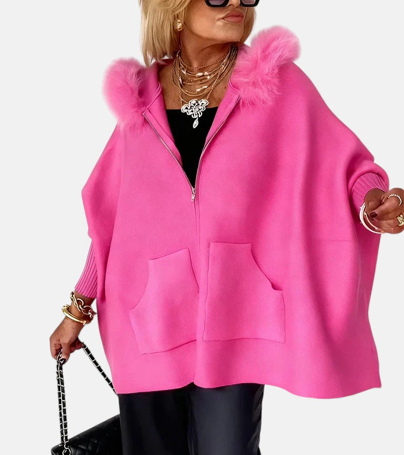 Minerva | Casual Hooded Coat with Fur Collar