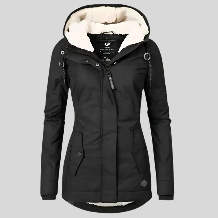 Alienor | Waterproof Long Jacket with Hood and Lining