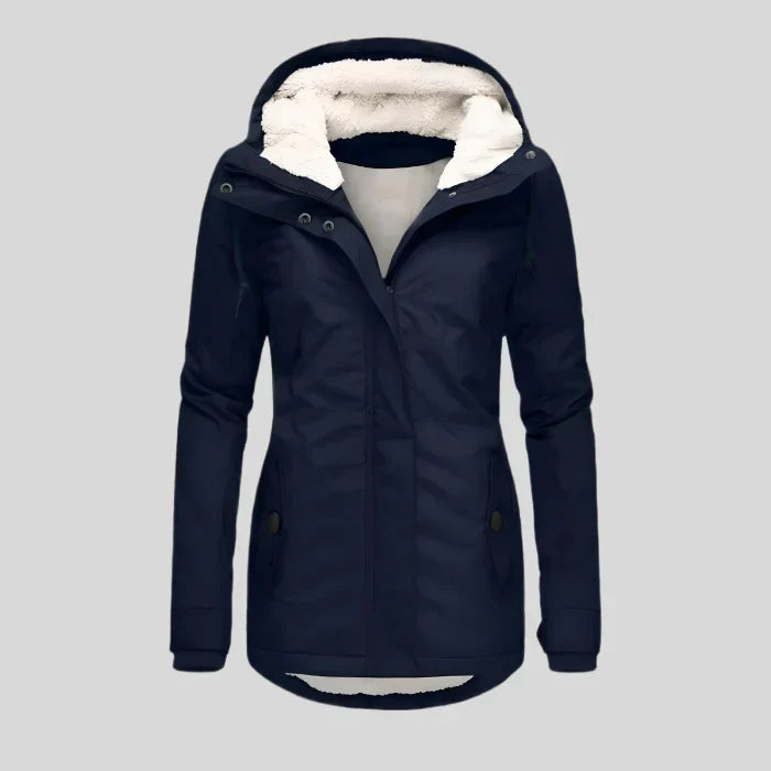 Alienor | Waterproof Long Jacket with Hood and Lining