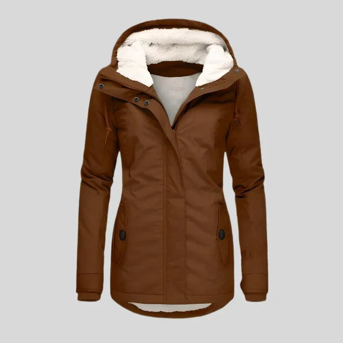 Alienor | Waterproof Long Jacket with Hood and Lining