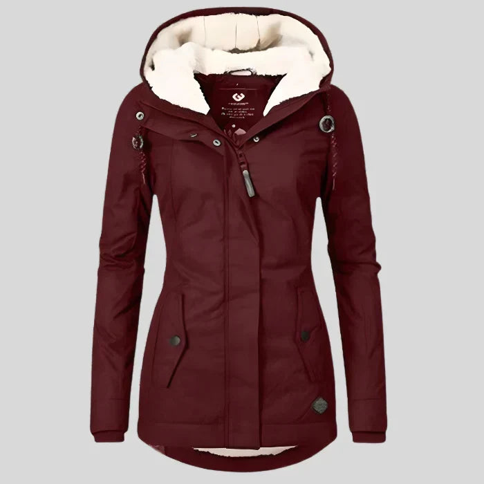 Alienor | Waterproof Long Jacket with Hood and Lining