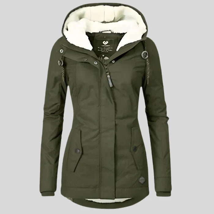 Alienor | Waterproof Long Jacket with Hood and Lining