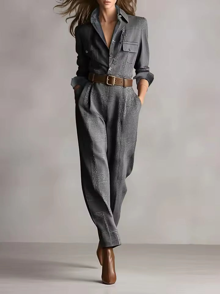 Faith | Elegant Retro Plaid Jumpsuit