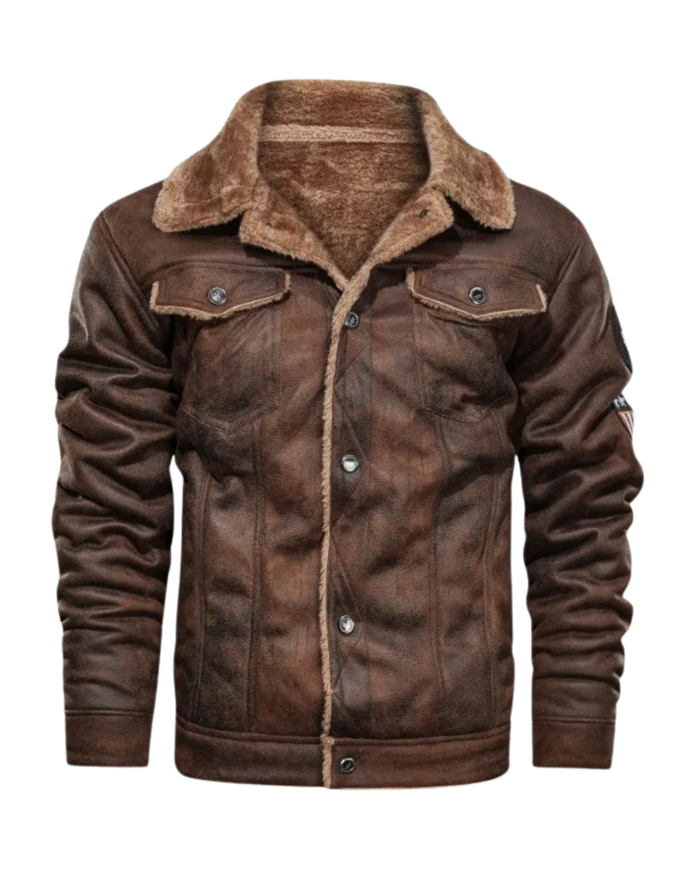 Brock | Elegant Warm Fleece Leather Jacket