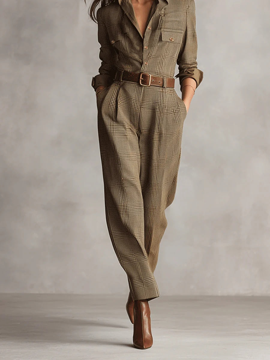 Faith | Elegant Retro Plaid Jumpsuit
