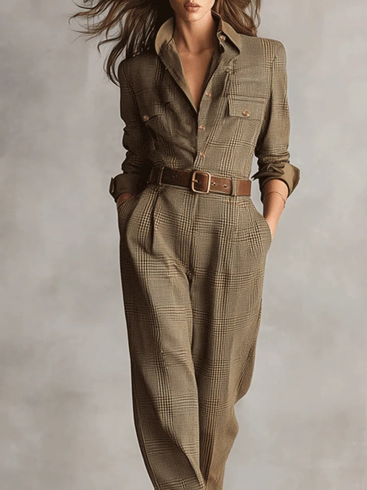 Faith | Elegant Retro Plaid Jumpsuit
