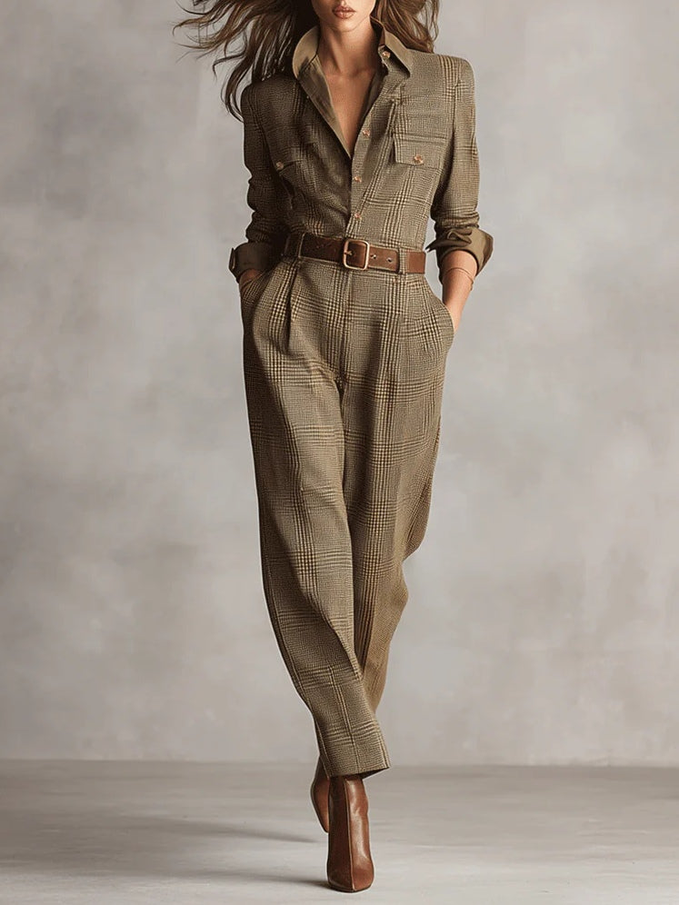 Faith | Elegant Retro Plaid Jumpsuit