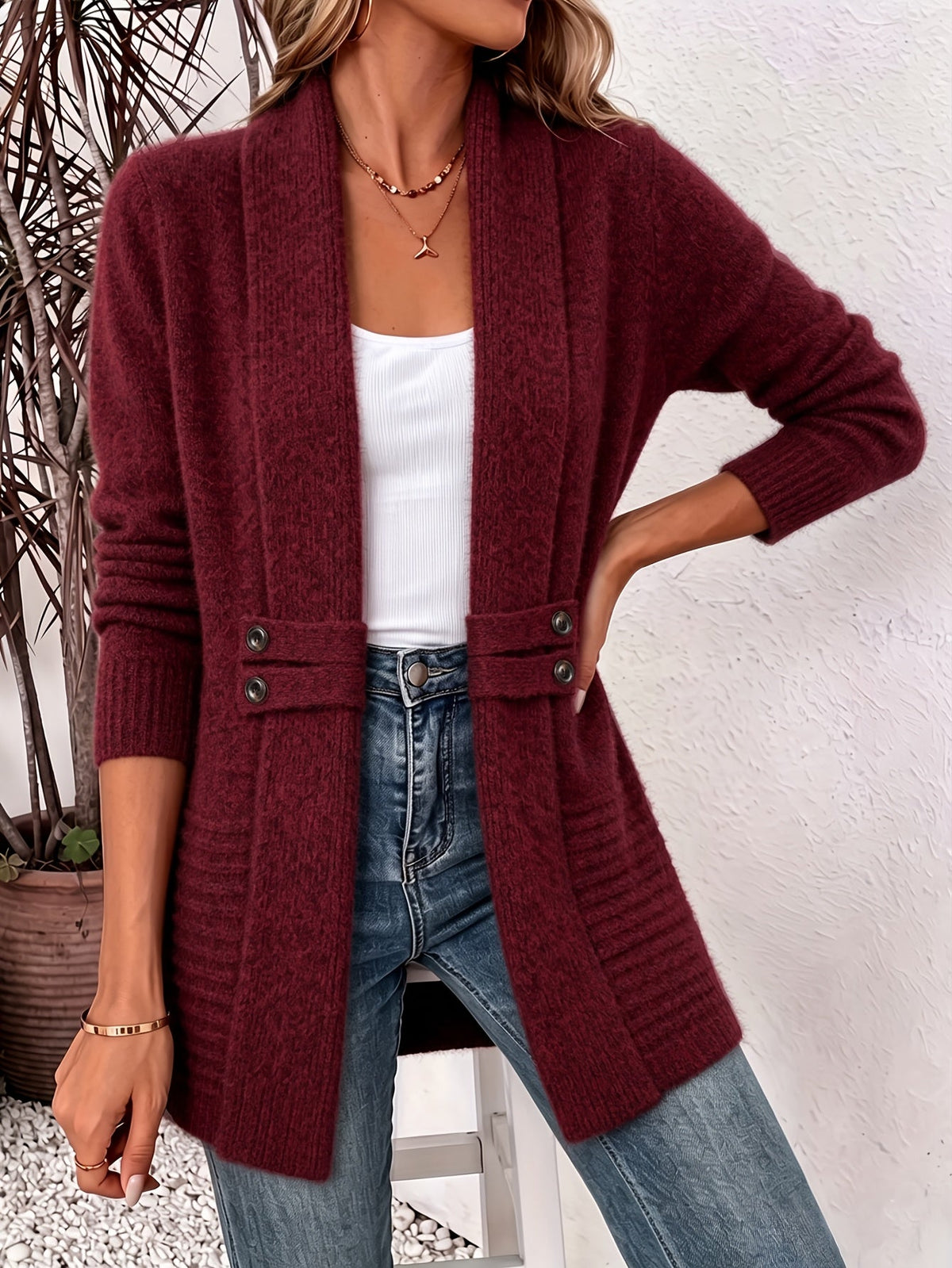 Kate | Elegant Women's Cardigan - Open Front & Tailored Waist