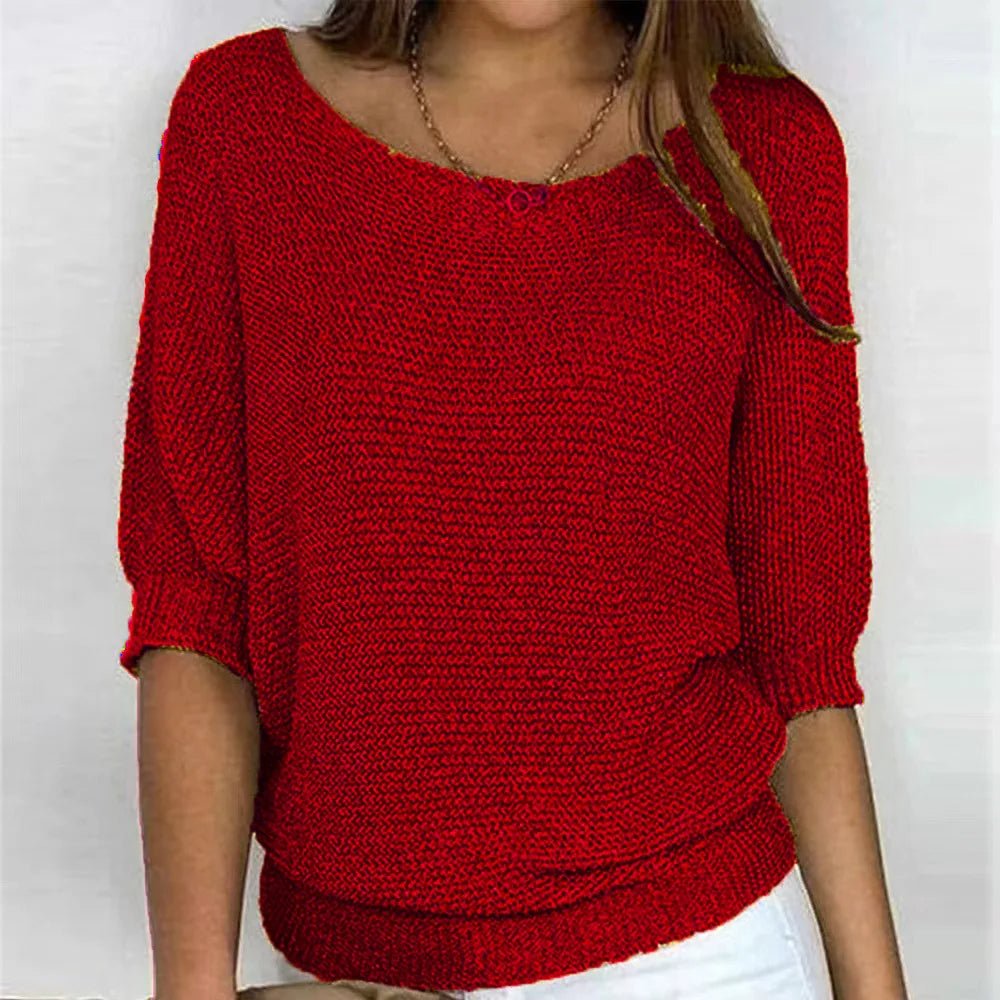 Roundelle | Effortless Knit Sweater With Quarter Sleeves