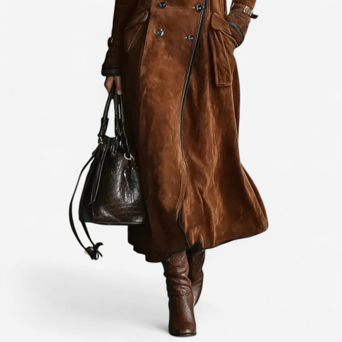 Amarah | Long Suede Trench Coat