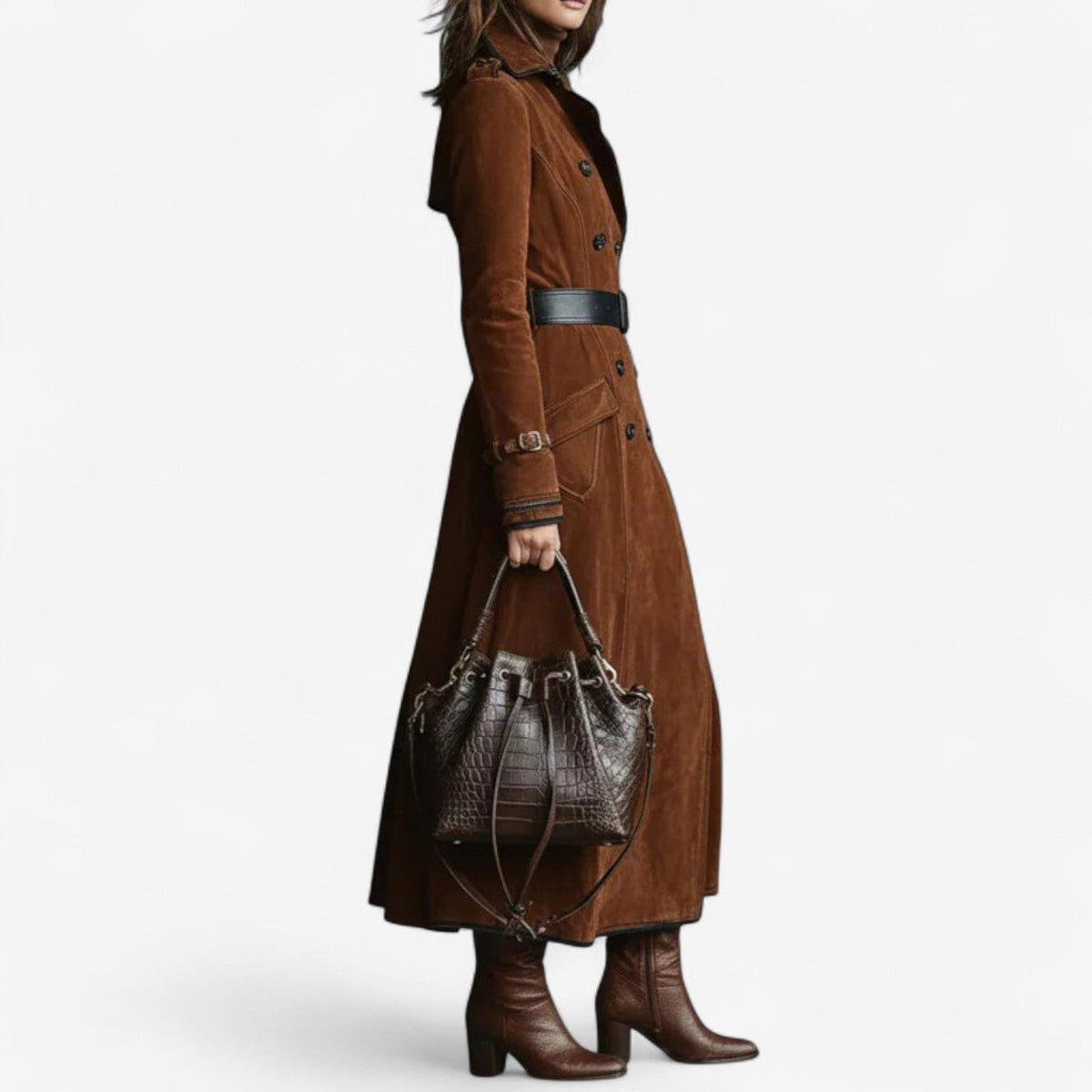 Amarah | Long Suede Trench Coat