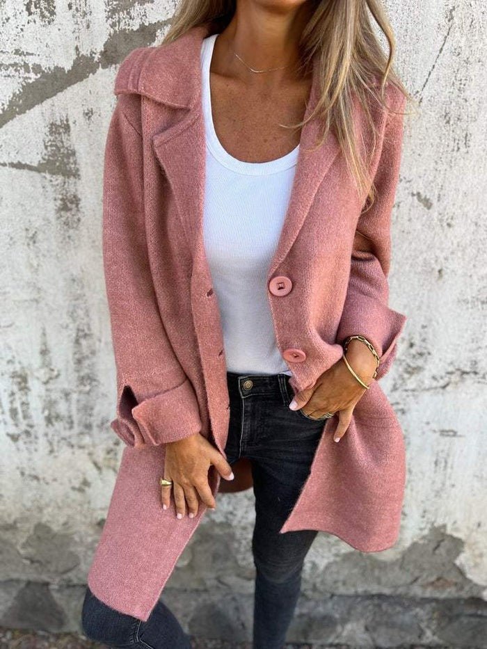 Gia | Lapel Collar Button-Front Coat