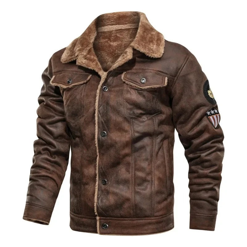 Brock | Elegant Warm Fleece Leather Jacket