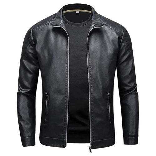 Ace | Stand Collar Leather Jacket