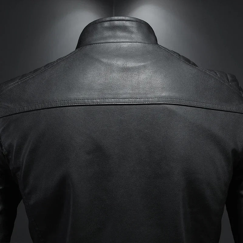 Ace | Stand Collar Leather Jacket