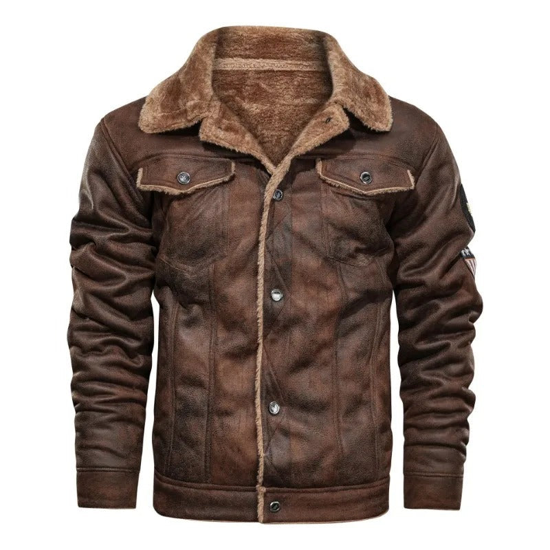 Brock | Elegant Warm Fleece Leather Jacket