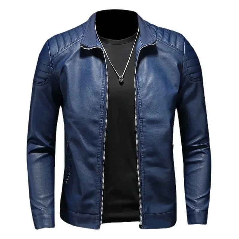 Ace | Stand Collar Leather Jacket