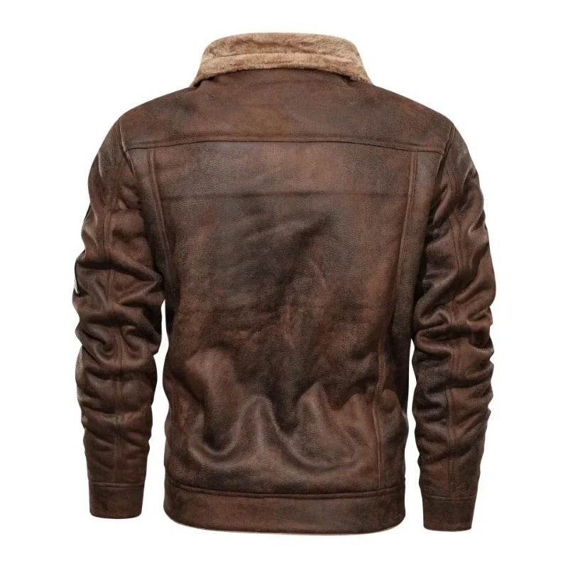 Brock | Elegant Warm Fleece Leather Jacket