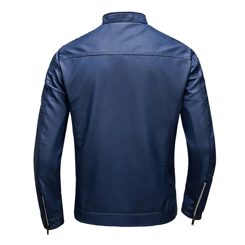 Ace | Stand Collar Leather Jacket
