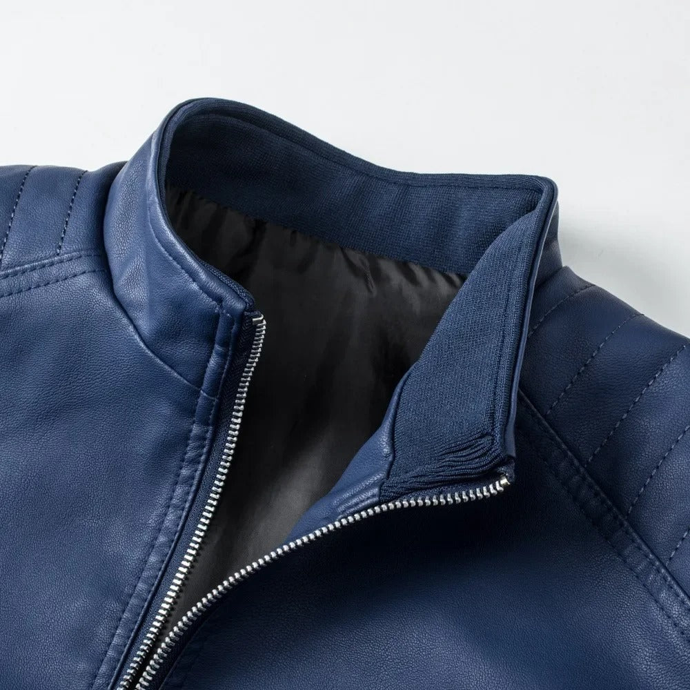 Ace | Stand Collar Leather Jacket