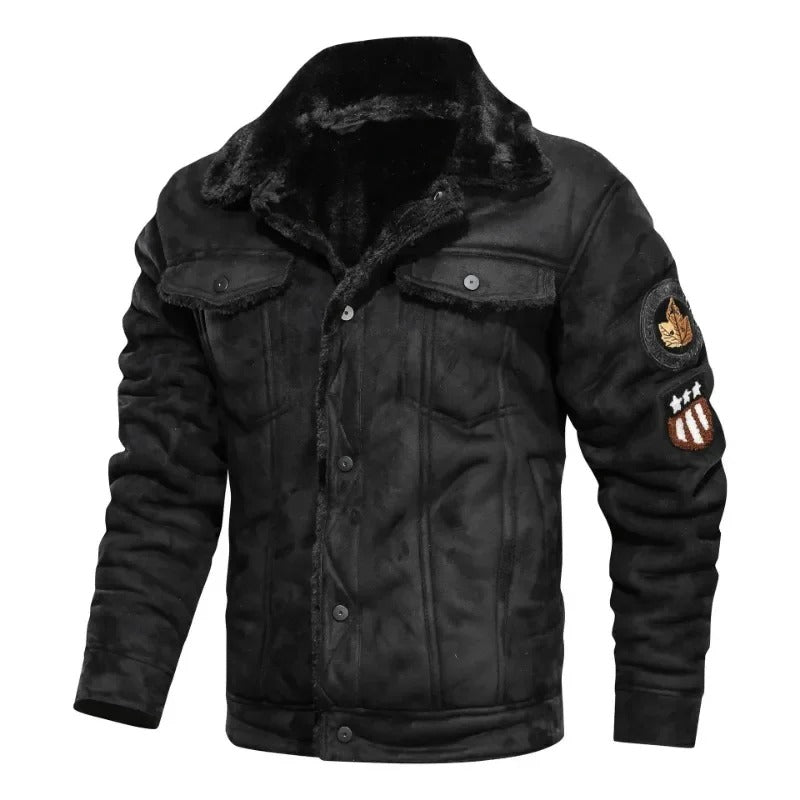 Brock | Elegant Warm Fleece Leather Jacket