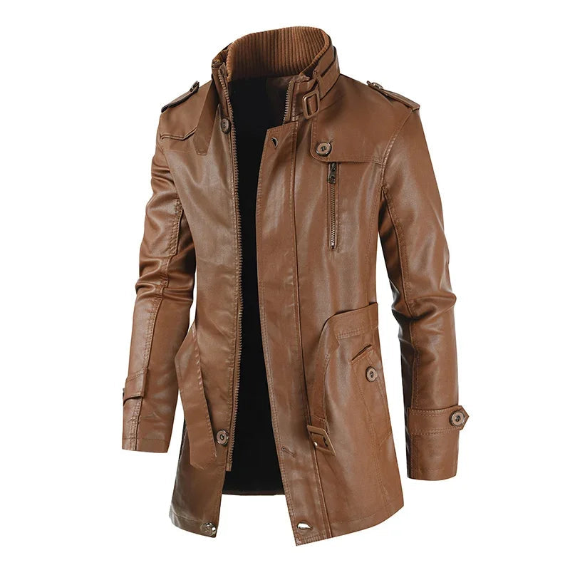 Rocco | Elegant Long Leather Biker Jacket