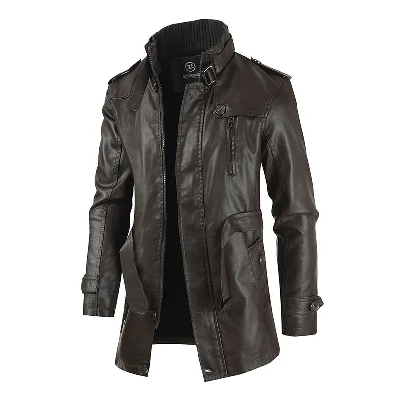 Rocco | Elegant Long Leather Biker Jacket