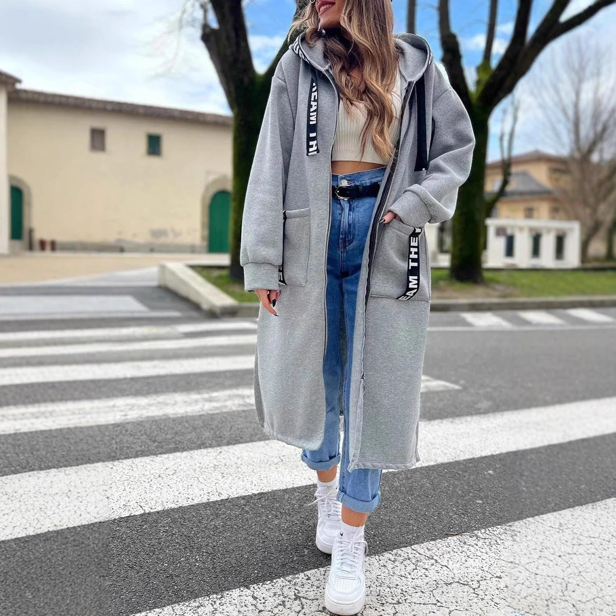 Amanda | Long Hooded Sweatshirt Coat