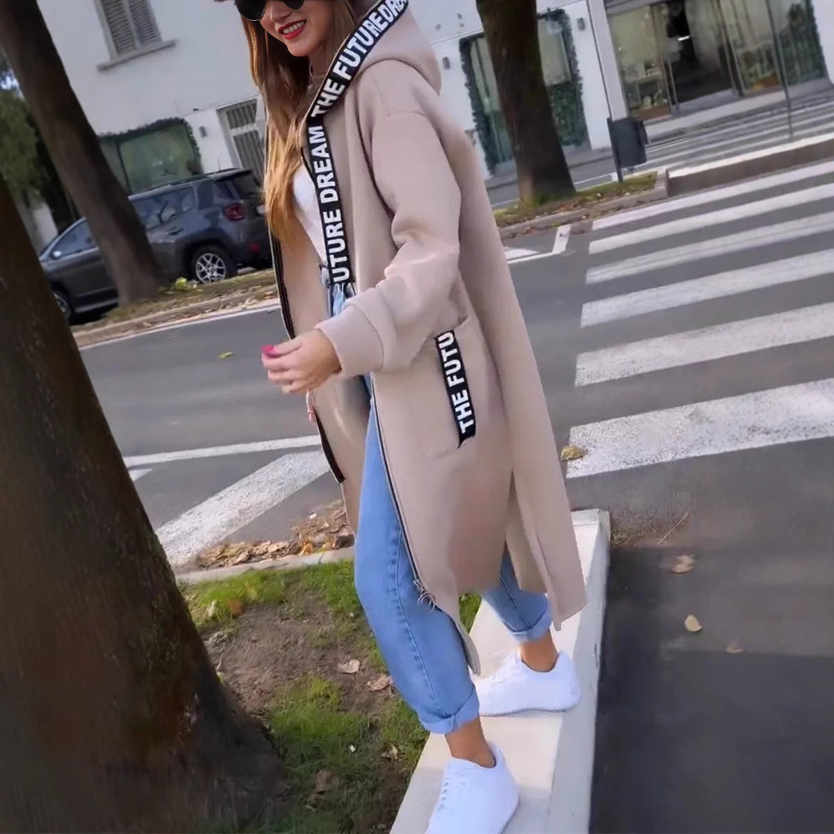 Amanda | Long Hooded Sweatshirt Coat