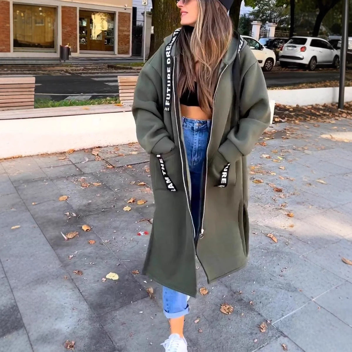 Amanda | Long Hooded Sweatshirt Coat