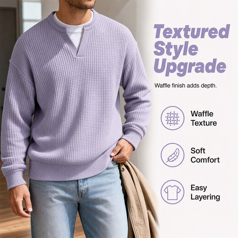 Corbin | Textured Mock-Layer Waffle Sweater