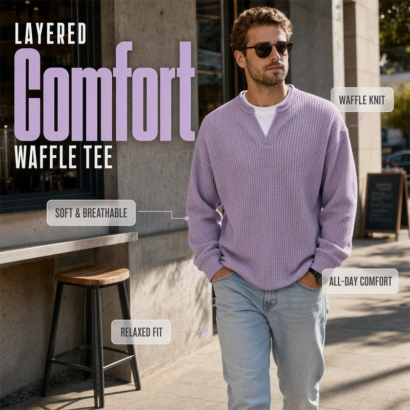 Corbin | Textured Mock-Layer Waffle Sweater