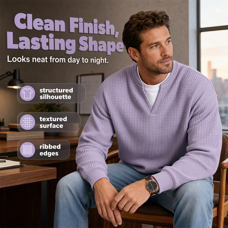 Corbin | Textured Mock-Layer Waffle Sweater