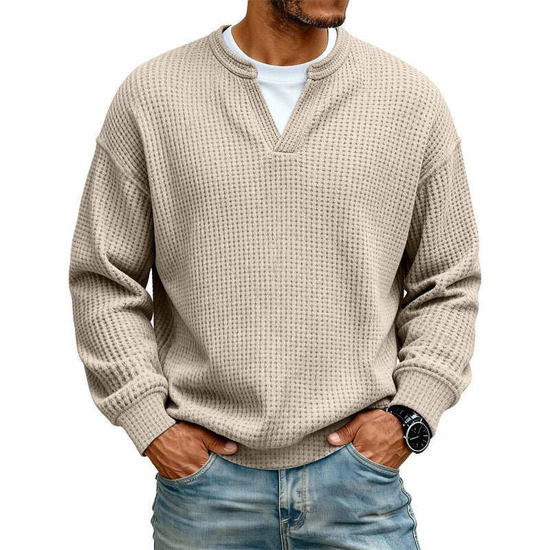 Corbin | Textured Mock-Layer Waffle Sweater